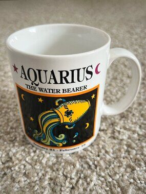 90s Vintage Aquarius Zodiac The Water Bearer Papel Freelance Coffee Tea Mug 10oz
